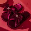 Zapatillas de boda de estilo europeo de alta gama, par rojo de pana, zapatillas de alta gama para vestido de novia para recién casados