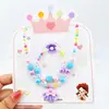 Joyería de collar de perlas de colores para niños, conjunto de pulsera de cuentas para niñas, diadema de dibujos animados, pendientes, accesorios para niñas princesas