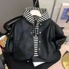 Conjunto de Dos Piezas Chaqueta de Cuero de Primavera y Otoño para Niños Modelo Nuevo 2026 Sudadera con Capucha para Niños y Niñas Moda Estilo Coreano Chaqueta de PU
