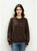Amazon 2026 Otoño/Invierno Nuevo Suéter de Punto Trenzado Tridimensional Transfronterizo Vintage para Mujer, Corte Holgado, Cuello Redondo, Pulóver, Manga Larga