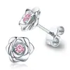 Pendientes Pequeños Fragantes Serie Rosa Cao Shi, Exquisito Diseño de Flor, Estilo de Moda y Dulce, Pendientes Elegantes Versátiles