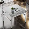 Mesa Plegable de Acero Inoxidable Extra Grueso 304, Mesa Cuadrada para Exteriores, Habitación de Alquiler, Comedor, Mesa Portátil para Estudio y Escritura, Mesa de Puesto