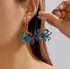 Brincos de Caranguejo Europeus e Americanos Vermelhos com Diamantes Completos Luxo Leve Sensação de Alta Qualidade Animal Marinho Personalidade Exagerada Versátil Brinco para Jantar