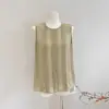 Camisa sin mangas de seda para mujer 2025 Primavera y Verano Nuevo Color Sólido Commuter Encaje Crepé Fantasma 100% Seda de Morera Top
