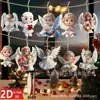 Boneca Anjo Vitoriana Plana 2D de 9 Peças Madeira Tradicional Feriado Natal Janela Festa Decoração Enfeite de Pendurar
