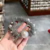Accesorio para el cabello de malla de lunares y perlas de Dongdaemun, coreano, elegante y sofisticado, liga para coleta de alta elasticidad