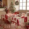 Toalha de mesa de Natal transfronteiriça pvc não tecido vermelho Ano Novo mesa de jantar alta sensação mesa de chá toalha de mesa à prova d'água e à prova de óleo decoração
