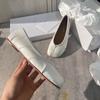 2025 Novo Comércio Exterior Pregueado Sapatos Rasteiros de Bico Fenda Sapatos Femininos de Salto Baixo Casco de Porco Ferradura Casco de Ovelha Balé Padrão Craquelado