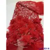 Vestido Estilo Francês com Bordado Floral Grande Tridimensional, Tecido de Renda para Casamento, Tecido de Renda com Lantejoulas para Noivas
