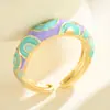 Aliexpress Artículo Más Vendido Producto Nuevo Estilo Bohemio Anillo de Esmalte con Patrón Colorido Anillo con Estampado de Leopardo en Color de Contraste Anillo de Moda