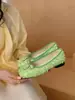 Sapatos de Couro Estilo Francês com Laço, Sapatos Mary Jane, Sapatos Baixos, Sapatos de Salto Único com Lantejoulas Prateadas, Sapatos Femininos Estilo Noite Outono e Verão