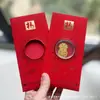 Adesivos de Telefone de Ouro Puro 999 para o Festival da Primavera, Artesanato em Metal de Envelope Vermelho de Alta Qualidade, Presentes para Reunião Anual