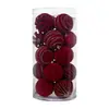Bolas de Navidad Pintadas de Terciopelo Transfronterizas Set de Bolas de Plástico de Terciopelo de 6 cm Adornos para Árbol de Navidad Decoraciones de Atmósfera Decoraciones