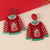 Aretes Navideños de Acrílico Transfronterizo Europeo y Americano Aretes de Suéter Copo de Nieve Santa Claus Dibujos Animados Joyería para la Oreja para Mujer
