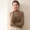 Nuevo Estilo Otoño Mujer Cuello Semi Alto Retro Tejido de Punto Trenzado Jacquard Cachemir Suéter Manga Larga Capa Base Tejidos
