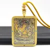 Pingente Thangka Dourado Pintado à Mão Oito Dragões Guardiões Thangka Colorido de Cinco Dimensões Dupla Face Preservador de Cor Colar Amuleto de Buda Portátil
