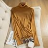 Camiseta de cuello alto fina de malla para debajo de la ropa, elástica, simple, top T-shirt, nuevo de invierno, color liso, corte ajustado, ropa interior, ropa exterior para mujer