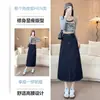 Saia jeans com fenda para mulheres, verão 2026, fina, cintura alta, modeladora, azul jeans, saia bodycon evasê, comprimento médio