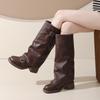 2025 Botas de Pantalón Estilo Desierto Americano Chica Cool Atrevida Botas de Nicho Hebilla de Cinturón Bota de Media Pantorrilla Tacón Grueso Botas de Pila