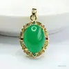 Collar Colgante de Ágata Natural Guan Yu Tipo Hielo Calcedonia Verde Imperial Joyería para Mujer Venta al por Mayor Dropshipping S4111901L