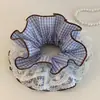 Goma para el pelo scrunchie de estilo coreano con estampado de cuadros dulces y borde de encaje, modelo nuevo 2026, para coleta, banda para el pelo elegante y versátil, cuerda para el pelo para mujer
