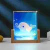 Luminária de Mesa Noturna Luminosa de Cristal Colorido Impresso em Formato de Cubo Transfronteiriça, Decoração Criativa para Mesa, Presente de Aniversário para Meninas, Presente de Feriado