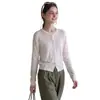Cardigan de renda tricotada estilo coreano com proteção solar para ar condicionado para mulheres, novo estilo casual, top fino de cor sólida versátil