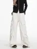 Pantalones Cargo de Bolsillo con Pliegues Estilo Americano para Mujer, Temporada de Primavera y Otoño, Cintura Alta Pierna Ancha Estilo Hip-Hop Streetwear Pantalones de Nicho