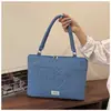 Nova bolsa para laptop em jeans lavado estilo coreano bordada, adequada para guardar tablets, pode ser usada como bolsa de ombro ou carregada na mão