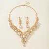 Joyería Ecológica Más Vendida Suministro Transfronterizo Conjunto de Collares de Novia Moda de Gama Alta Cristal Joyería para Vestido de Novia Banquetes