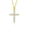Joyería Transfronteriza Collar de Cruz de Plata de Ley S925 para Mujer, Colgante de Cruz Personalizado con Circonita 5A de Diamante Completo, Cadena para Clavícula