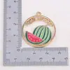 Pingentes de Frutas com Gotejamento de Óleo em Liga: Pera, Maçã, Morango, Melancia, Laranja, Cereja; Pingentes, Berloques, Acessórios
