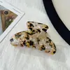 Pinza para Cola de Cabello Cuadros Estampado Leopardo de Acetato, Pasador para Recogido Parcial en la Parte Trasera de la Cabeza, Pinza de Tiburón Elegante y de Moda al por Mayor