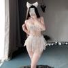 Conjunto de Lingerie Sexy de Feimu Qian Tentação Uniforme Transparente Sexy Desejo Puro Pijama Cos Diversão de Paquera Qqny