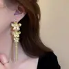 Pendientes de Borlas de Diamantes Florales Rayados Transfronterizos Diseño Exagerado Pendientes Personalizados Moda de Nicho Pendientes con Temperamento para Mujer