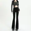 Jeans Vintage Micro-Lar Feminino Roupa de Primavera Cintura Alta Emagrecedor Design de Nicho Senso de Estilo Slim-Fit Barra Desfiada Cavalos de Trompa para Crianças
