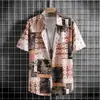 Camisa Masculina de Manga Curta Moda Estampa Digital Paisley Poliéster Camisa Masculina Verão Nova Exclusiva Transfronteiriça Dropshipping