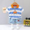 Meninos Verão Manga Curta Coreano Lapela Polo Camisa T-shirt Infantil Terno 2021 Verão Estilo Ocidental Roupas para Bebê