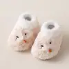 Calcetines y zapatitos de otoño e invierno gruesos, forrados de felpa, cálidos y antideslizantes para bebés recién nacidos y niños pequeños que aún no caminan