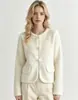 Abrigo de tweed a cuadros estilo francés con ribete de piel sintética para mujer, nueva colección de otoño, cárdigan de punto holgado y estilizado