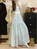 2026 Nova Saia Floral Bordada Popular Tamanho Grande Roupas Femininas para Mulheres Plus Size, Saia Longa Evasê Muito Bonita e Elegante
