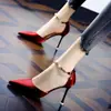 Nuevos y versátiles zapatos de tacón alto para la primavera de 2026: Sandalias de punta fina, tacón delgado, estilo francés, de moda, con una sola tira y color rojo