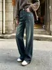 Jeans de perna larga retrô slim-fit estilo coreano para mulheres, nova coleção outono/inverno 2026, cintura alta, corte solto, casual, calça comprida.