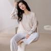 Pijama para Mujer Primavera y Otoño Algodón Puro Manga Larga Pantalón Dulce Degradado Casual Ropa de Casa 2025 Nuevo Traje Estilo Juvenil