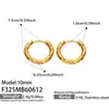 Brincos de Argola Lisos Martelados Estilo Novo Europeu e Americano para Mulheres, Aço Inoxidável Banhado a Ouro 18K, Acessórios Versáteis de Moda Chic de Luxo Leve