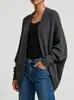 Cardigan suéter casual estilo coreano na cor café com mangas morcego para mulheres, modelagem solta, tricô de alta qualidade para outono e inverno