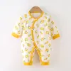 Mono Acolchado para Bebé Otoño/Invierno 40g Recién Nacido Algodón Puro Sin Etiquetas Ropa de Mariposa Manga Larga Engrosado Cálido Ropa de Monje