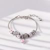 Pulsera Panjia Acero Inoxidable Acero de Titanio Pulsera Pulsera Aleación con Goteo de Aceite Cristal Cuentas de Agujero Grande Colgante de Cisne DIY Pulsera de Mano