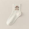 Calcetines de Hilo Idea Oso Pequeño para Mujer, Calcetines de Caña Media para Primavera y Otoño, Estilo Japonés, Lindos Dibujos Animados, Estilo Universitario, Transpirables, Absorbentes de Sudor, Calcetines para Niñas