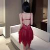Lencería Sexy Hebilla Frontal Malla Transparente Lazo Pijama Caliente Abertura Falda Larga qqny Puro Deseo